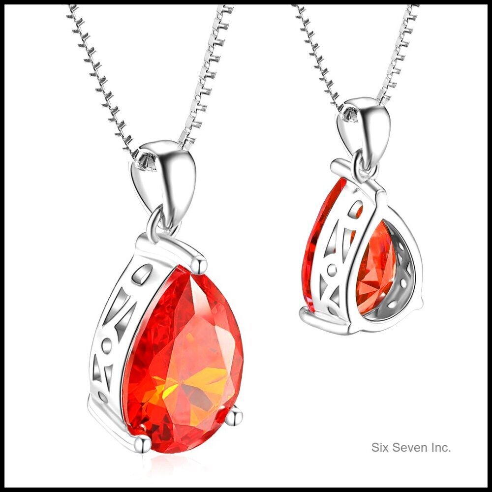 Sterling Silver Pendant Necklace Rhodium Plated Cubic Zirconia Heart Jewelry